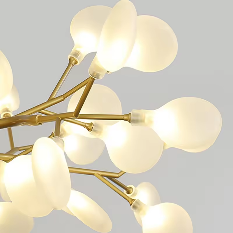 Lustra suspendata cu 5 brate cu ramificatii flexibile, 45 x soclu G4 (cu 2 pini), schelet metalic auriu, Ø75-80 cm, AVI-4388 [3]