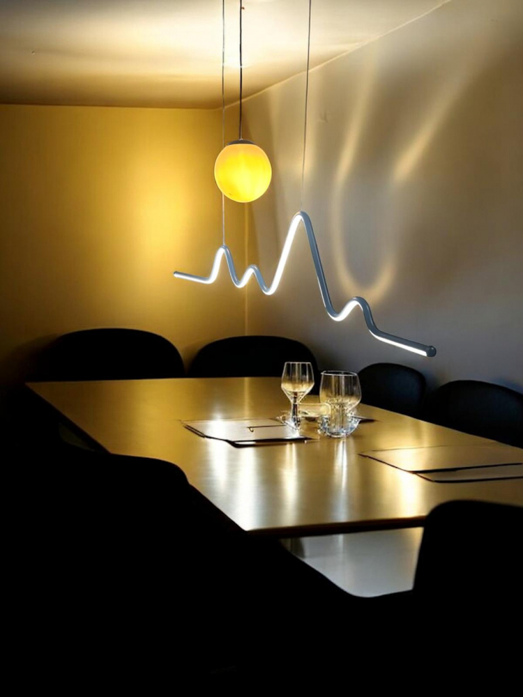 Lustra suspendata dining, 120cm, cu LED si glob sferic cu 1 x E27, negru, AVI-4681 [1]