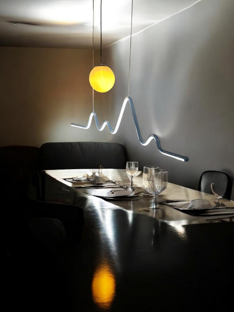 Lustra suspendata dining, 120cm, cu LED si glob sferic cu 1 x E27, negru, AVI-4681 [2]