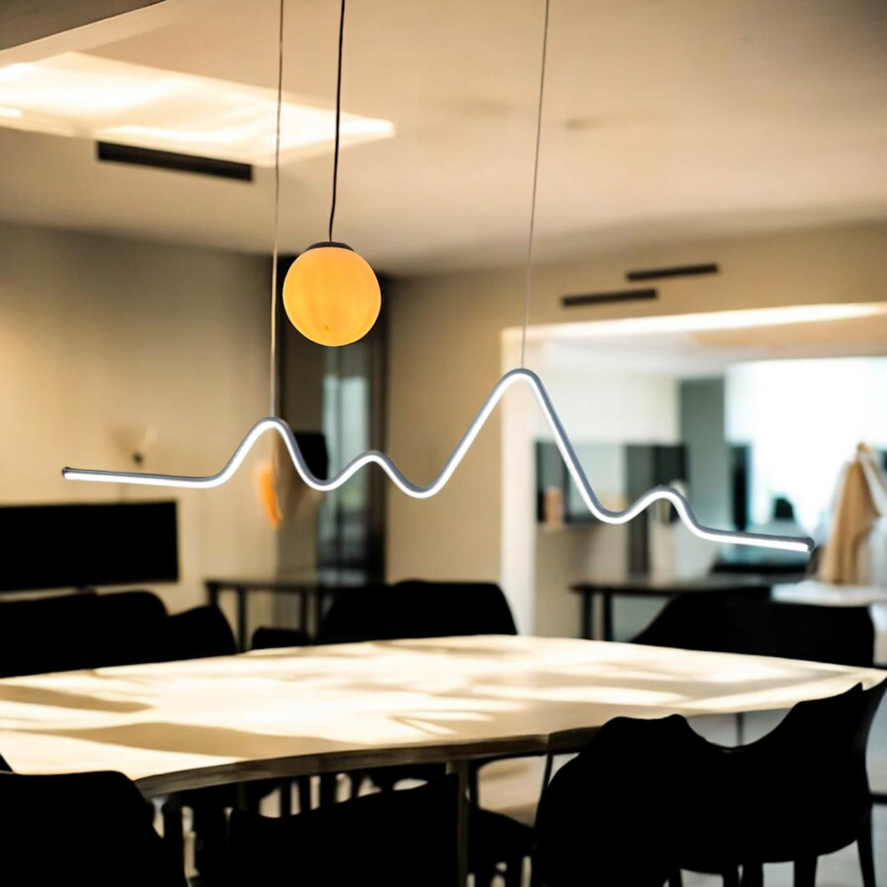Lustra suspendata dining, 120cm, cu LED si glob sferic cu 1 x E27, negru, AVI-4681 [4]