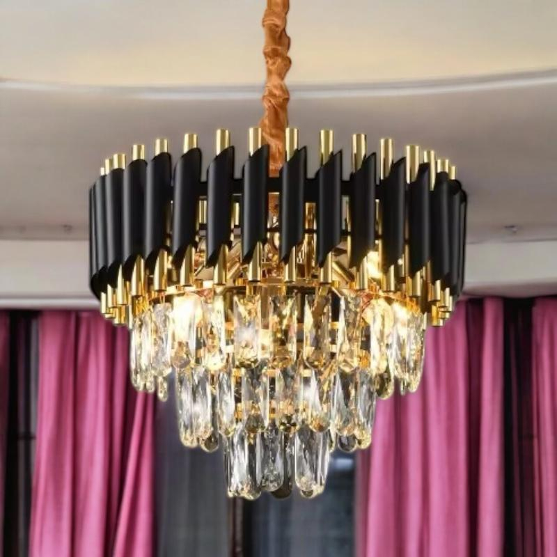 Lustra tip candelabru Ø30 cm, negru - auriu, E14, AVI-4670 [2]