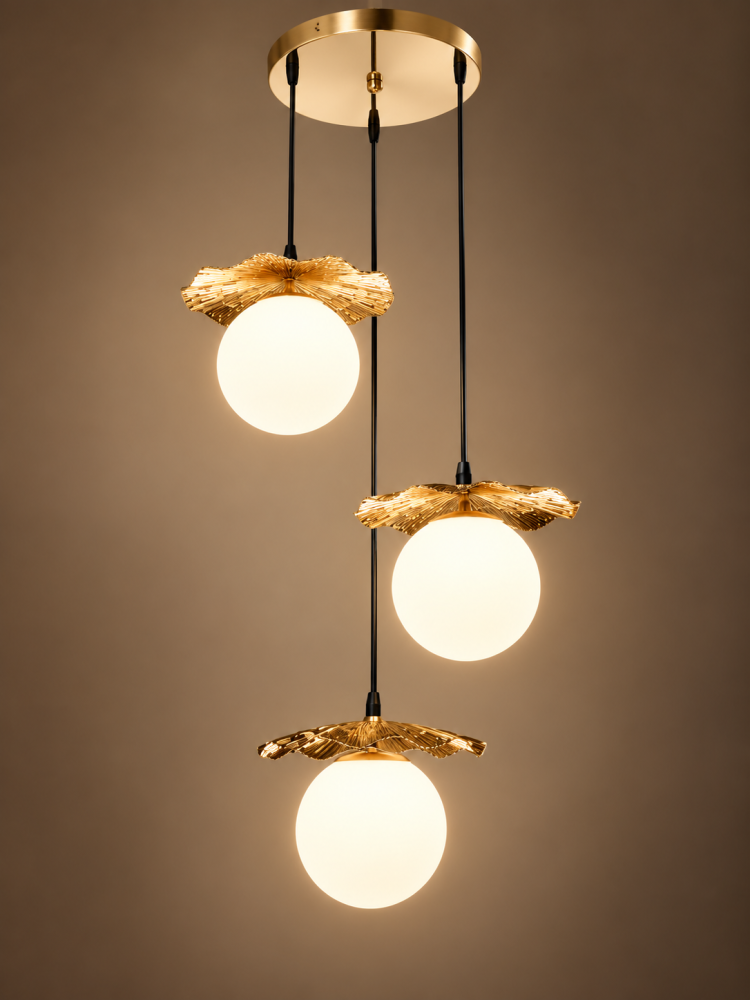 Lustra tip pendul, AVI®, 3 globuri Ø15 cm, 3 x E27, reglabila pe inaltime, auriu, design decorativ, AVI-5599 [4]