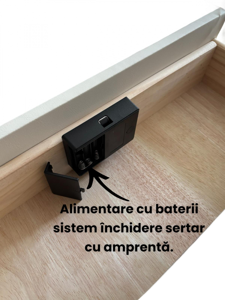 Noptiera Smart cu Iluminare LED, Încărcare Wireless, 2 boxe Bluetooth și securizare sertar cu amprenta, 50 x 40cm, H 45cm, bej, AVI-4875 [11]