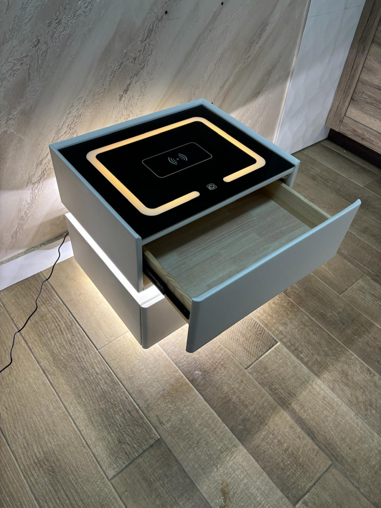 Noptieră smart cu încărcare wireless, LED cu senzor de mișcare și sticlă securizată, 50 x 41 x 47 cm, AVI-5224 [6]