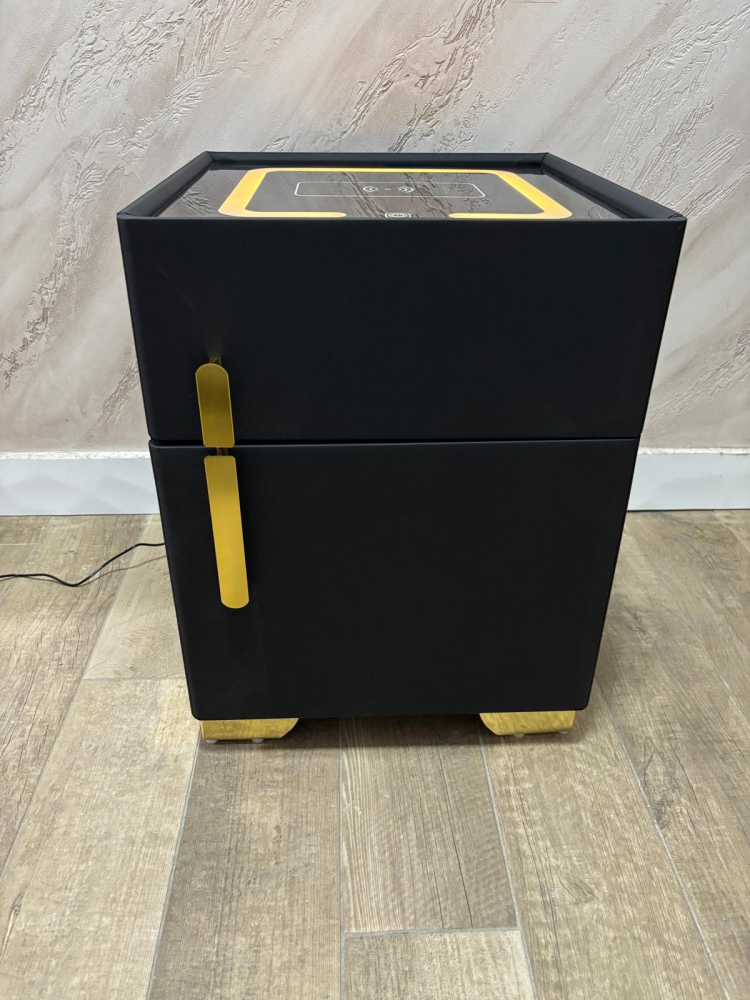 Noptieră smart cu încărcare wireless, seif cu cod PIN, porturi USB și blat din sticlă securizată iluminată LED, 40.5 x 41.5 x 52.5 cm, AVI-5221 [5]