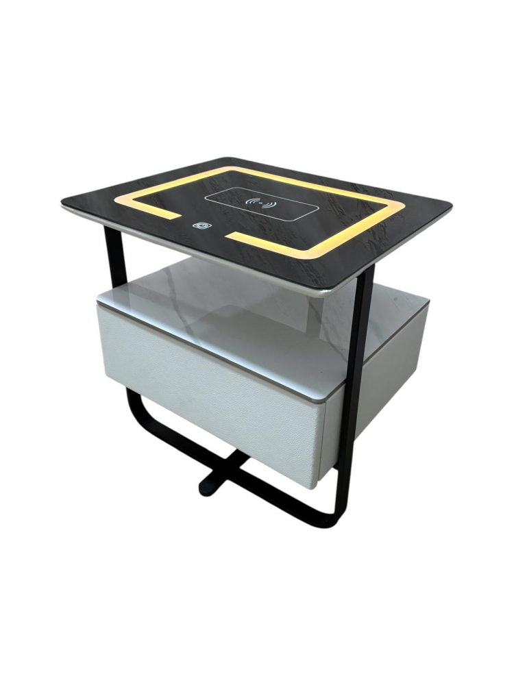 Noptieră smart cu încărcare wireless și iluminare LED, sticlă securizată și blat ceramic 7 mm, 48 x 40 x 50 cm, AVI-5225 [3]