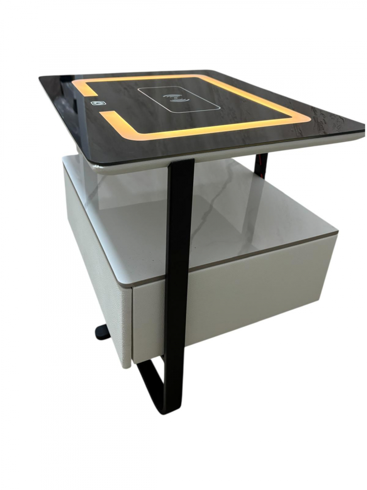 Noptieră smart cu încărcare wireless și iluminare LED, sticlă securizată și blat ceramic 7 mm, 48 x 40 x 50 cm, AVI-5225 [2]