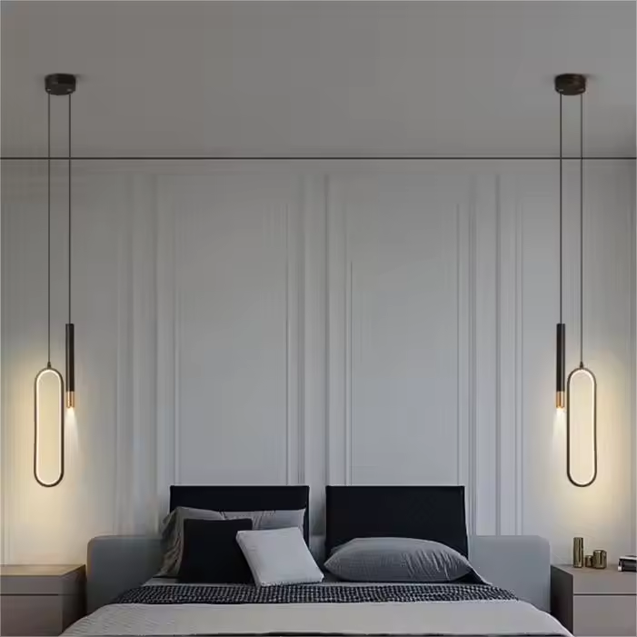 Pachet 2 seturi x 2 pendule, oval 32cm, proiector 30 cm, negru cu detalii aurii, reglabile pe inaltime, AVI-4389 [2]