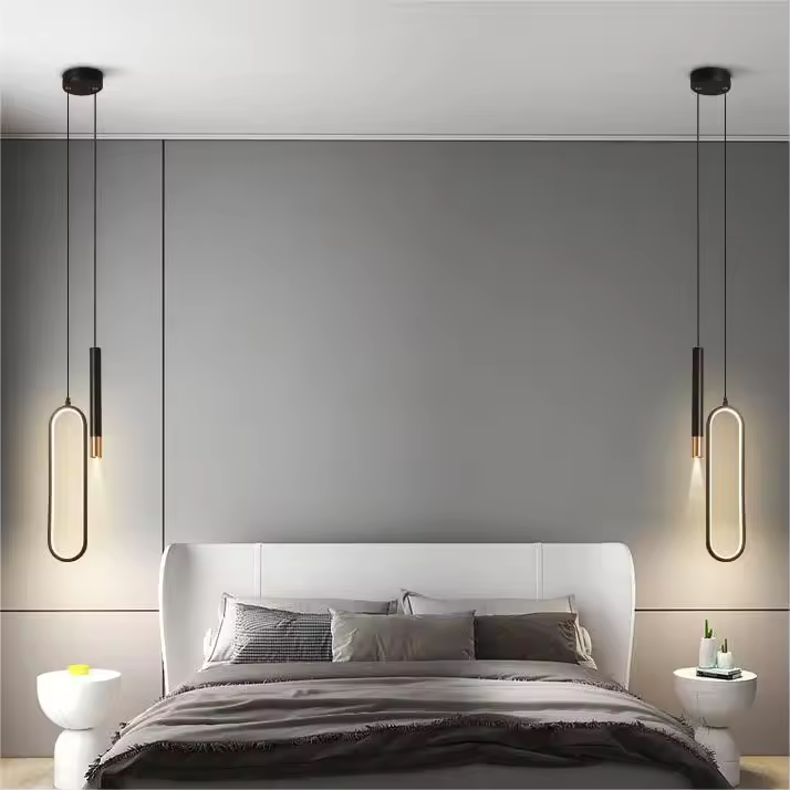 Pachet 2 seturi x 2 pendule, oval 32cm, proiector 30 cm, negru cu detalii aurii, reglabile pe inaltime, AVI-4389 [3]