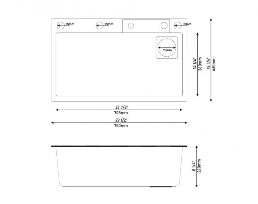Pachet Chiuveta multifunctionala 750x460 mm, cu doua cascade, afisaj temperatura si iluminare LED, autonoma si prelungitor electric 4799, AVI-4089 [10]