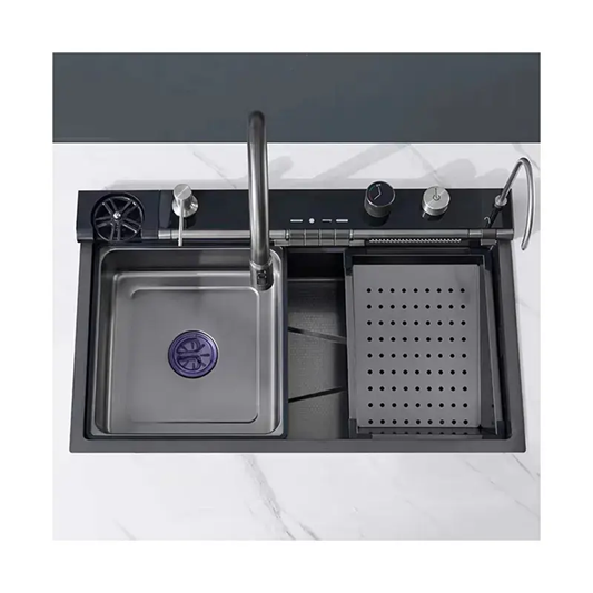 Pachet Chiuveta multifunctionala 750x460 mm, cu doua cascade mobile, afisaj temperatura si iluminare LED, autonoma si prelungitor electric 4799, AVI-4830 [4]