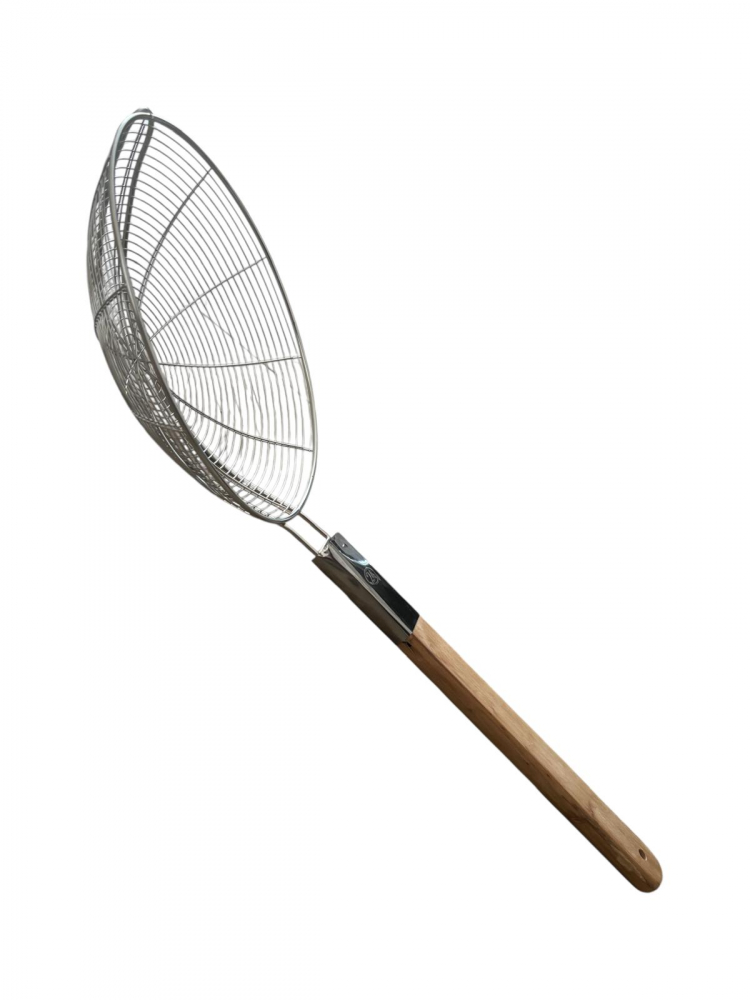 Paletă de inox AVI® cu mâner din lemn, strecurătoare termorezistentă pentru gătit la ceaun, 57 cm, diametru 24cm, AVI-5157 [4]