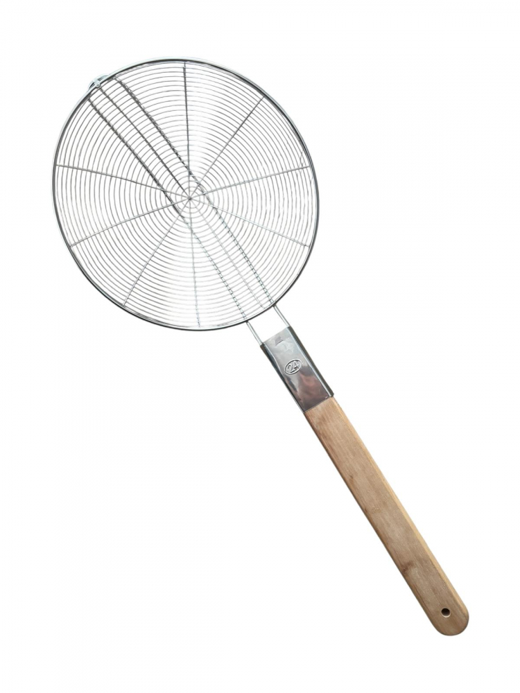 Paletă de inox AVI® cu mâner din lemn, strecurătoare termorezistentă pentru gătit la ceaun, 57 cm, diametru 24cm, AVI-5157 [3]