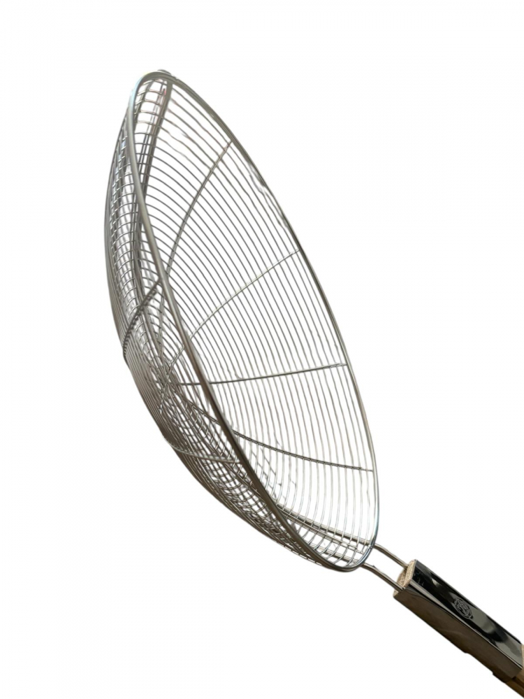 Paletă de inox AVI® cu mâner din lemn, strecurătoare termorezistentă pentru gătit la ceaun, 66 cm, diametru 28cm, 350 g, AVI-5156 [2]