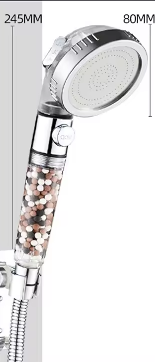 Para cap de dus si furtun 1.5 metri, cu filtrare apa cu granule minerale, 3 moduri de curgere, buton Stop, AVI-4126 [3]