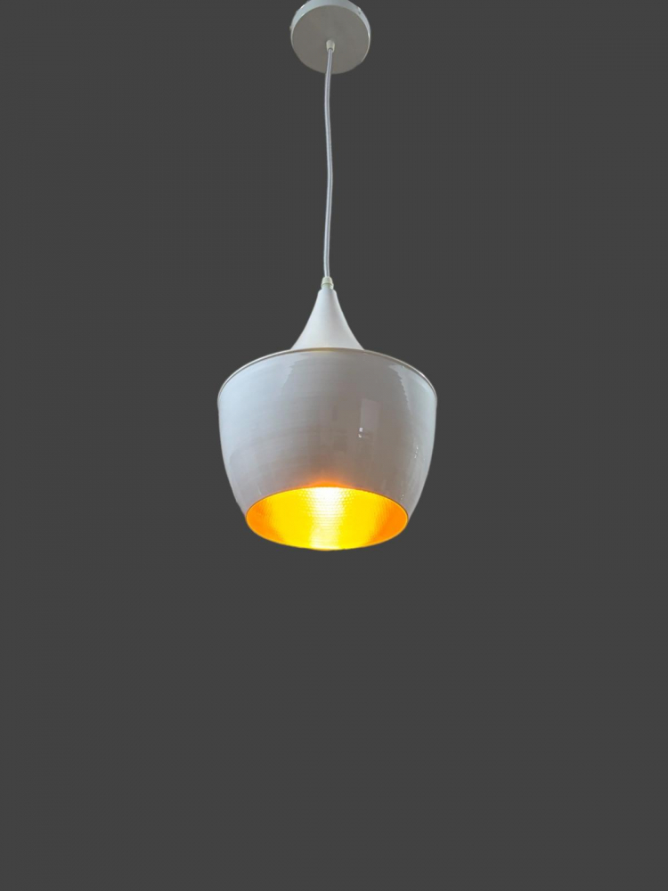 Pendul metalic E27, alb cu interior culoare bronz, opac, inaltime reglabila, Ømax 25cm, Ødeschidere 17cm, AVI-4408 [2]