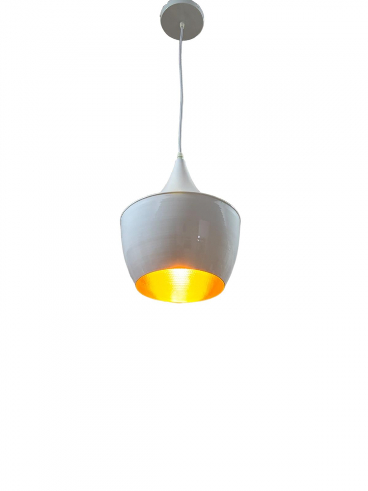 Pendul metalic E27, alb cu interior culoare bronz, opac, inaltime reglabila, Ømax 25cm, Ødeschidere 17cm, AVI-4408 [1]