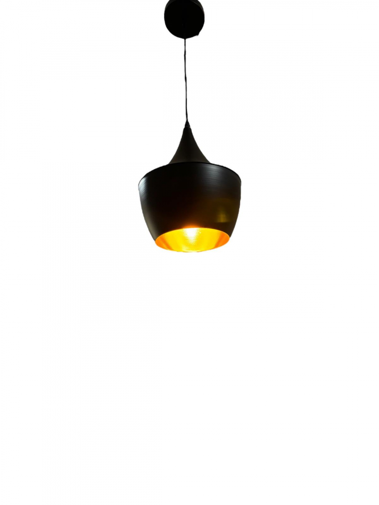 Pendul metalic E27, negru cu interior culoare bronz, opac, inaltime reglabila, Ømax 25cm, Ødeschidere 17cm, AVI-4409 [1]