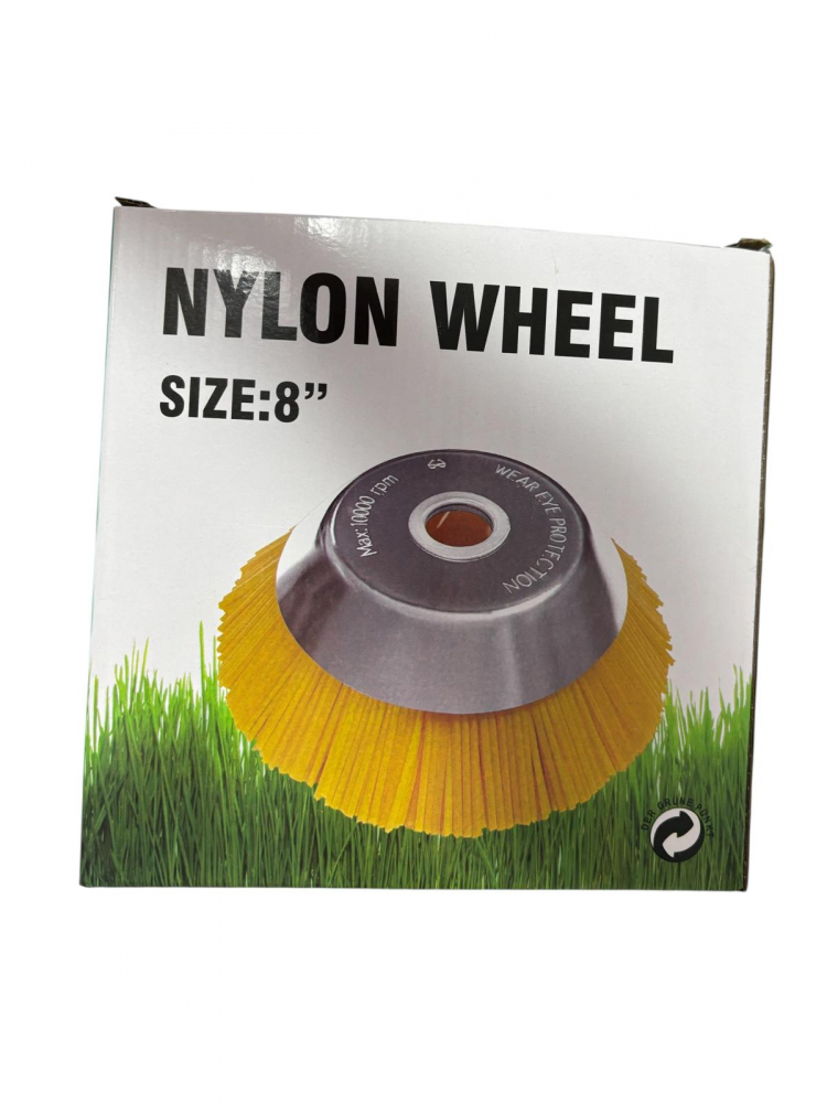 Perie circulară Ø195 mm - 8" pentru motocoasă, curățare pavele, rosturi, alei – 590 g, peri din nylon, AVI-4011 [4]