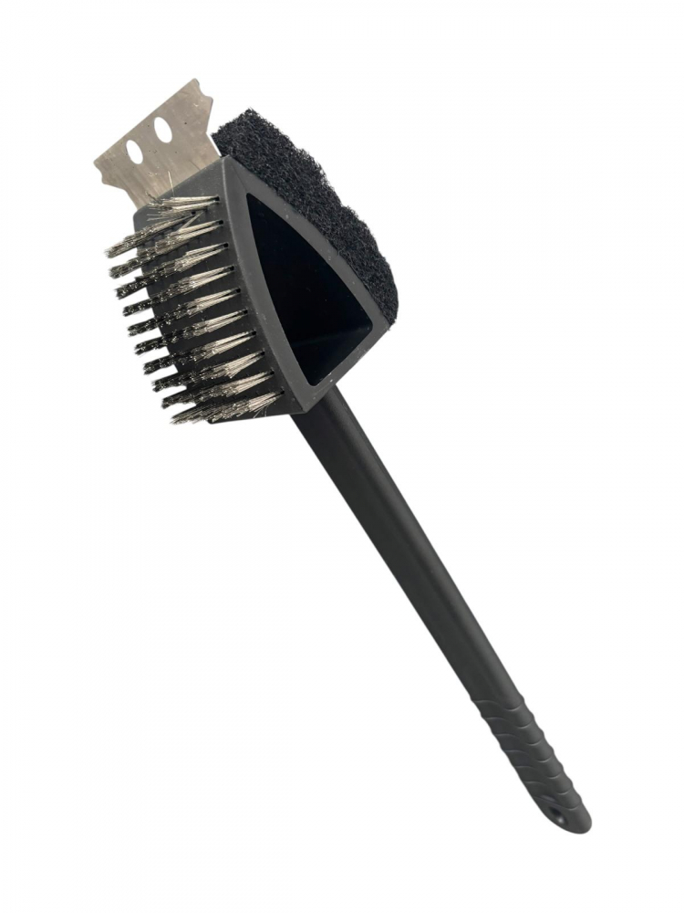 Perie curățare grătar 3 în 1 AVI® cu burete, răzuitor și 80 de fascicule de sârmă, 36.5 cm, cap 8 x 6 cm, AVI-4985 [1]