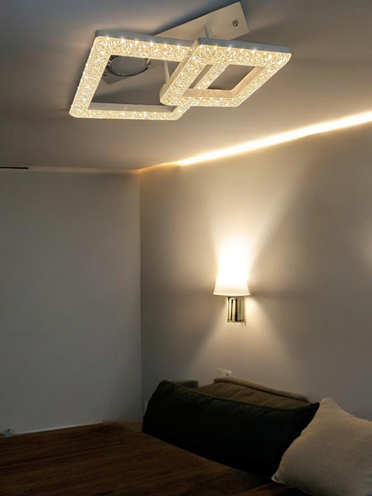 Plafoniera cu doua corpuri patrate, mare cu latura 25cm, mic cu latura 18cm, boxa 10w incorporata in suport, AVI-4425 [5]