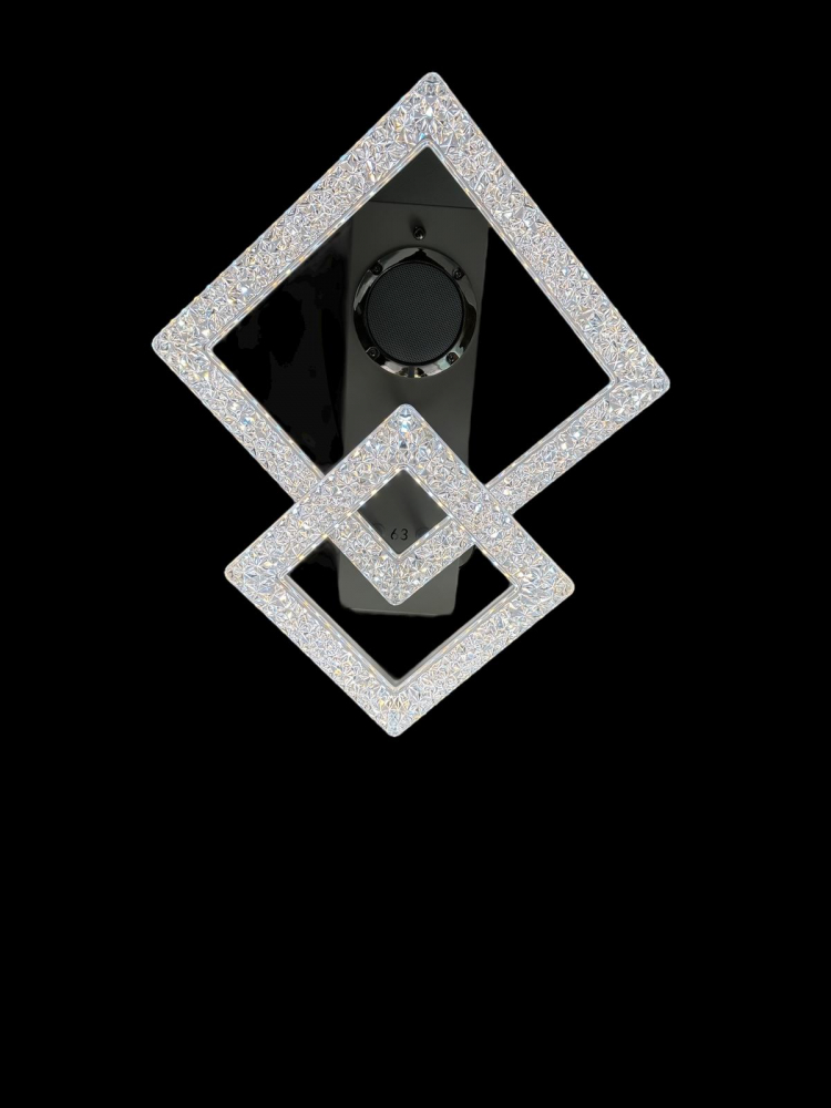 Plafoniera cu doua corpuri patrate, mare cu latura 25cm, mic cu latura 18cm, boxa 10w incorporata in suport, AVI-4425 [6]