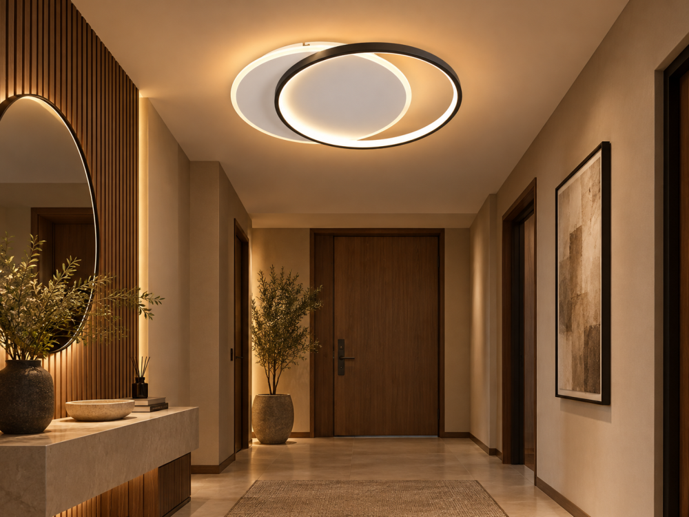 Plafoniera LED moderna AVI®, 2 inele luminoase, alb-negru, 84W, 3 tipuri de lumina, telecomanda, Ø40 cm, AVI-5682 [2]