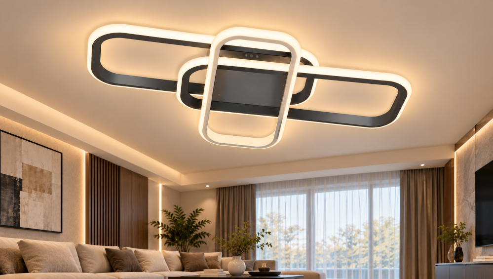 Plafoniera LED moderna AVI®, 3 corpuri dreptunghiular-ovale, alb-negru, 104W, 3 tipuri de lumina, telecomanda, AVI-5692 [5]