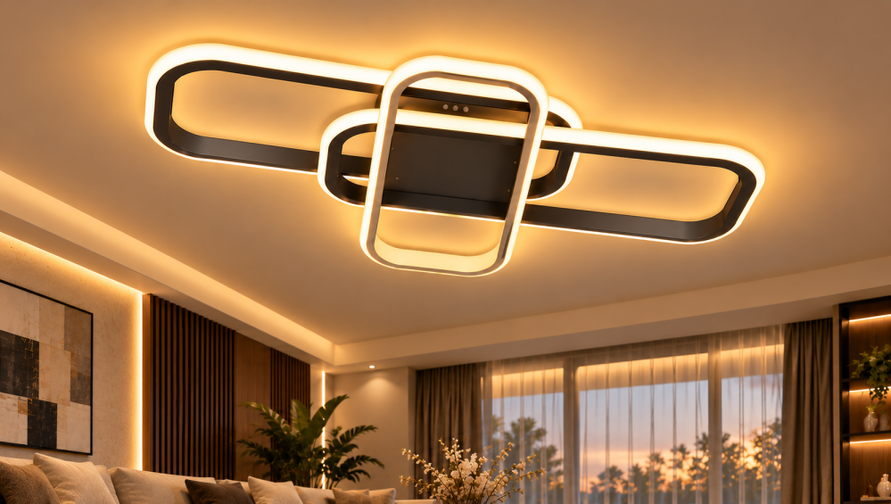 Plafoniera LED moderna AVI®, 3 corpuri dreptunghiular-ovale, alb-negru, 104W, 3 tipuri de lumina, telecomanda, AVI-5692 [2]