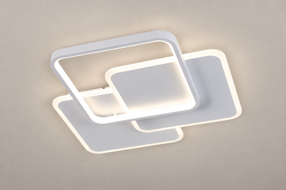 Plafoniera LED moderna AVI®, 3 rame patrate luminoase, alba, 112W, 3 tipuri de lumina, telecomanda, latura 30 cm, AVI-5680 [3]