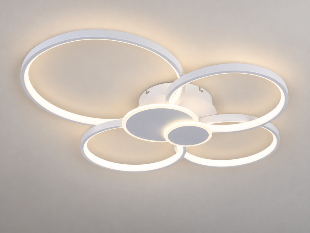 Plafoniera LED moderna AVI®, 6 corpuri circulare, alba, 178W, 3 tipuri de lumina, telecomanda, AVI-5685 [4]