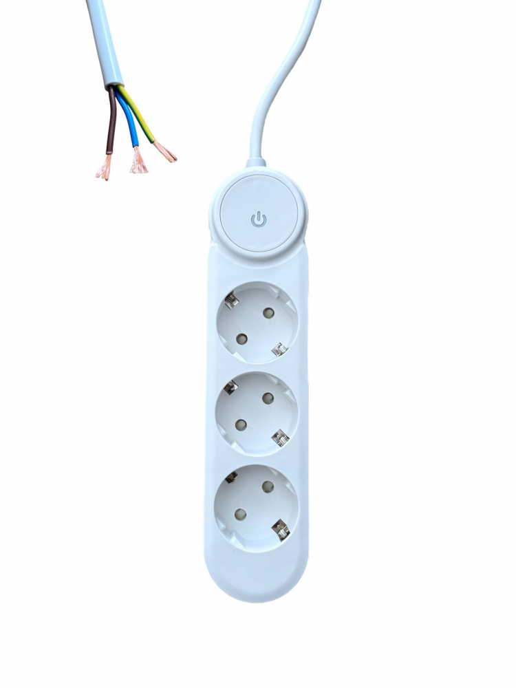 Prelungitor AVI® cu fire - conductor cupru, 3 prize, cablu 2m, întrerupător, 3x1.5mm², 16A, 4000W, AVI-4797 [3]