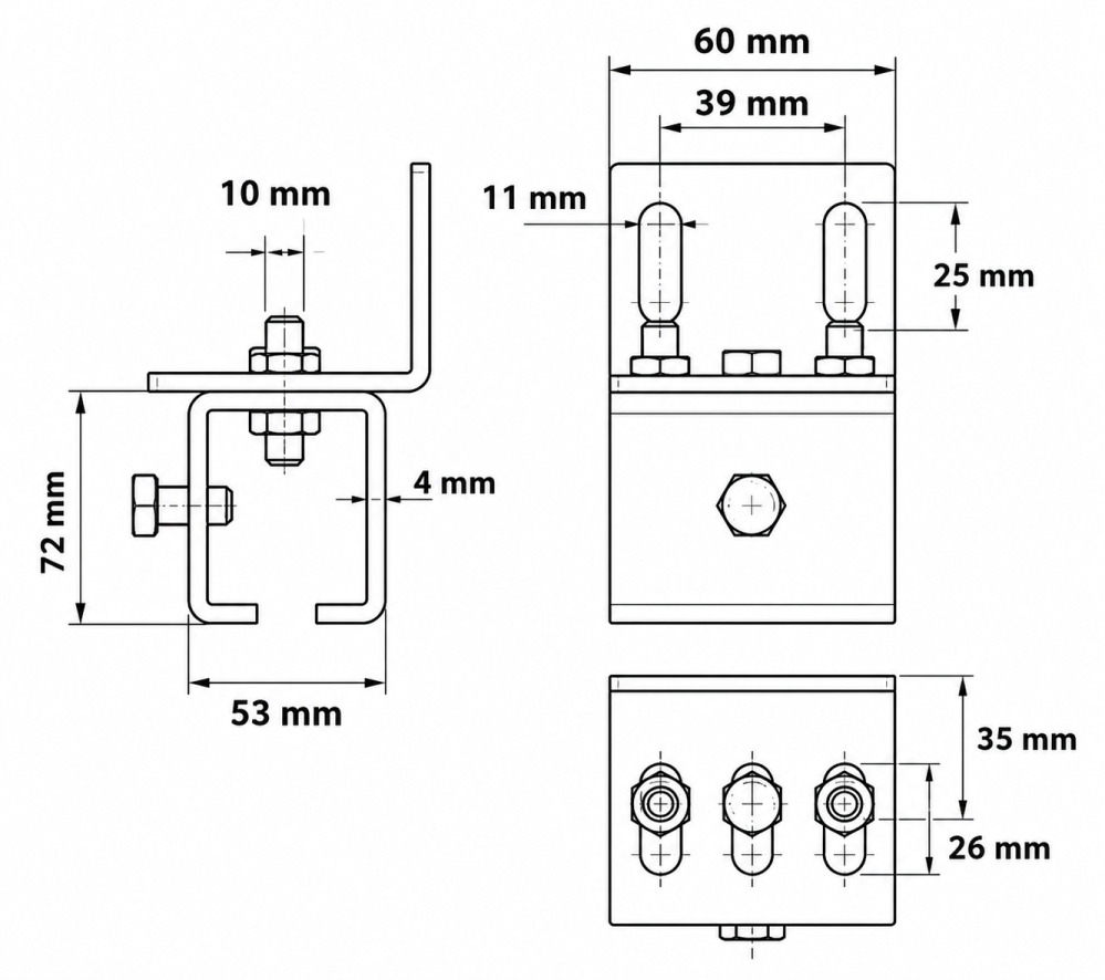 Prindere laterală tip L pentru porți suspendate și uși industriale, AVI®, profil exterior 72 x 53 mm, grosime 4 mm, AVI-5382 [2]
