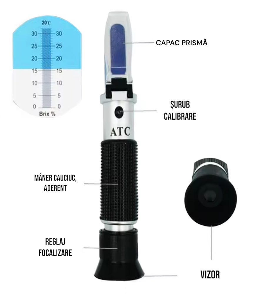 Refractometru zahar cu ATC, 0-32% Brix, AVI-3960 [4]