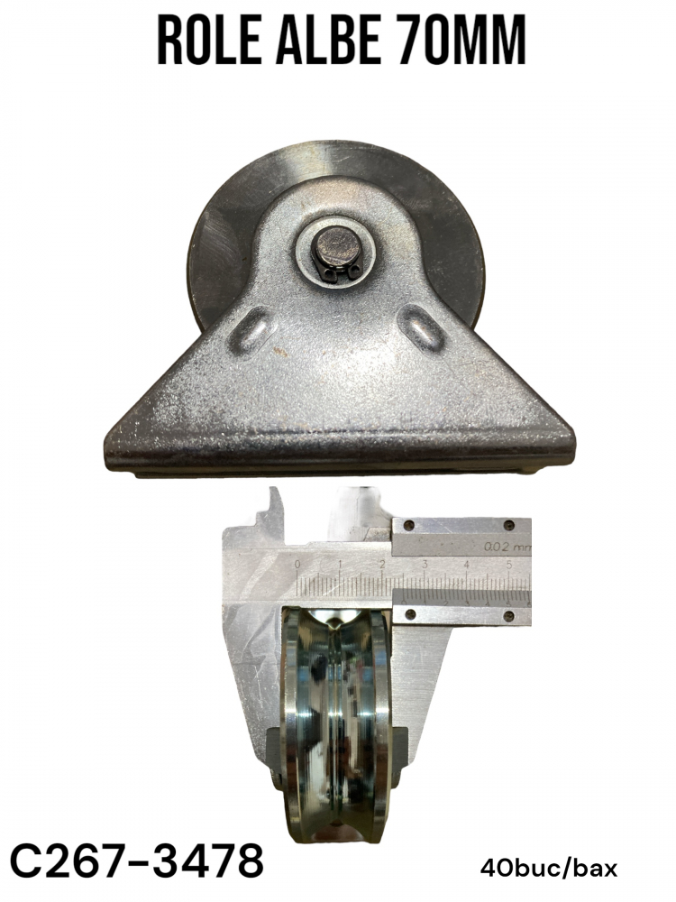 Rola alba pentru porti culisante, Ø70mm, latime rola 25mm exterior, 15mm interior profil, AVI-3478 [2]