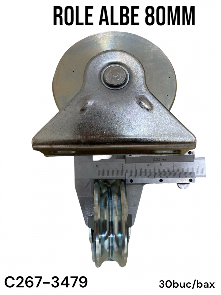 Rola alba pentru porti culisante, Ø80mm, latime rola 25mm exterior, 15mm interior profil, AVI-3479 [2]