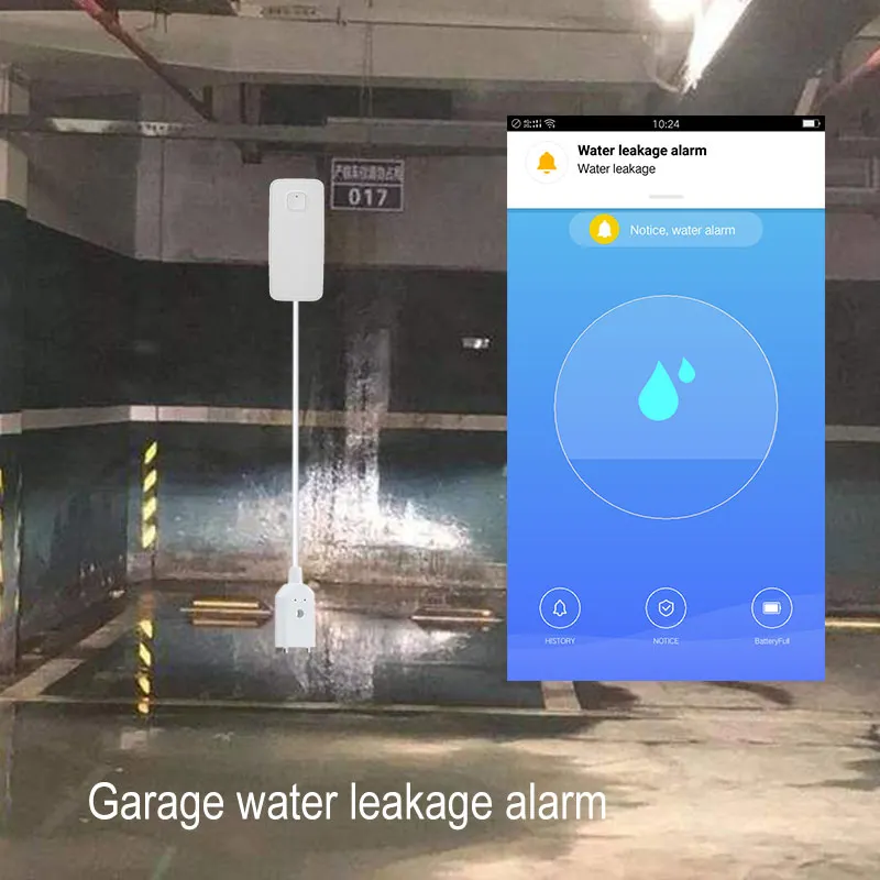 Senzor inteligent de inundatie, fir 90cm, aplicatie Tuya, compatibil Amazon Alexa si Google Assistant, AVI-4651 [2]