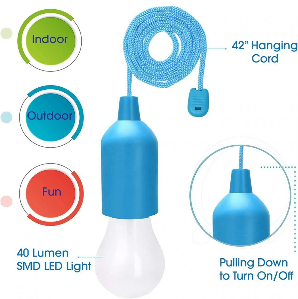 Set 2 buc bec LED cu baterii, portabile, pentru camping, terasa, ornamental, albastru, AVI-4655 [7]