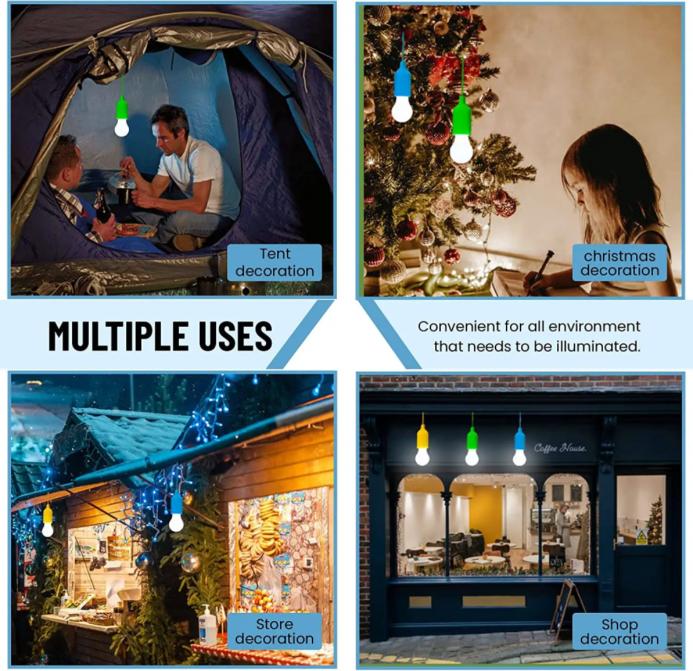 Set 2 buc bec LED cu baterii, portabile, pentru camping, terasa, ornamental, verde, AVI-4655 [4]