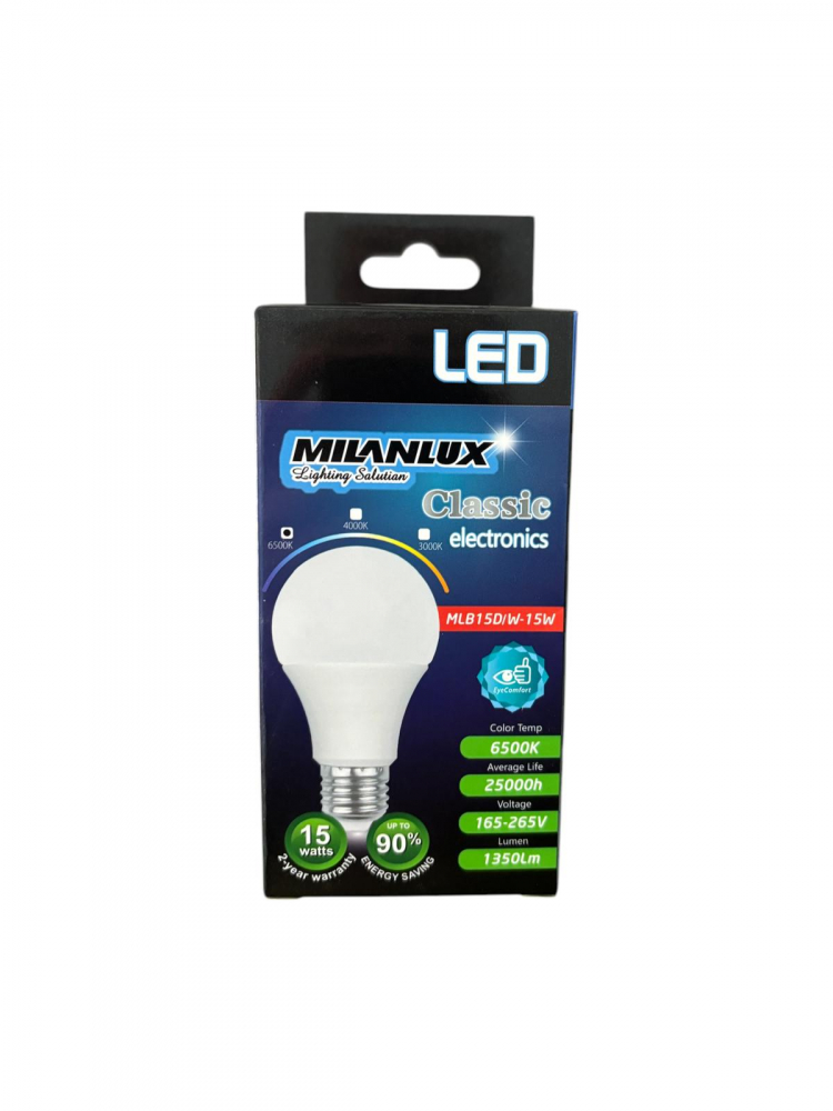 Set 2 buc Bec LED Milanlux 15W, E27, 1350 lumeni, durata medie de viata 25.000 ore, lumina rece 6500K, AVI-4575 [2]
