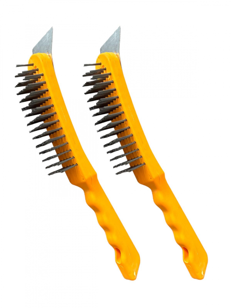 Set 2 buc perie de sarma cu razuitor, maner plastic, 29cm lungime totala, AVI-4273 [2]
