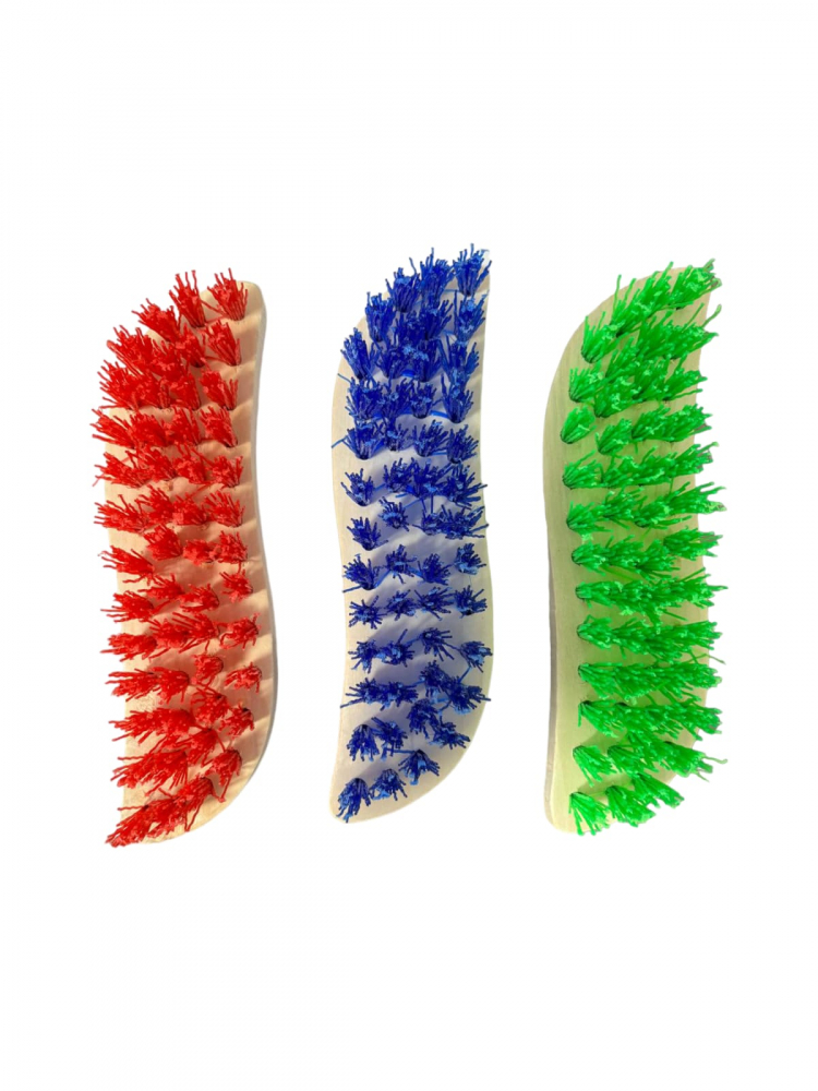 Set 3 buc perie lemn pentru frecat, curbata, cu peri color duri, 19 x 5.5 cm, AVI-4060 [1]
