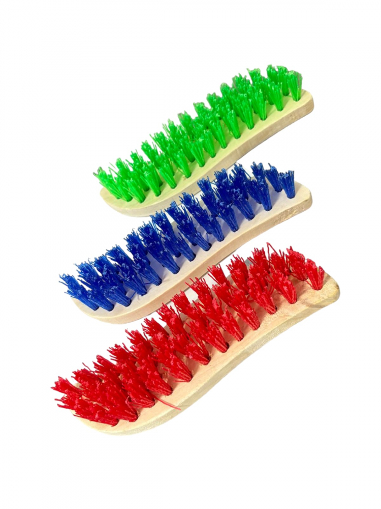 Set 3 buc perie lemn pentru frecat, curbata, cu peri color duri, 19 x 5.5 cm, AVI-4060 [3]
