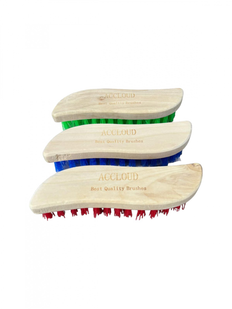 Set 3 buc perie lemn pentru frecat, curbata, cu peri color duri, 19 x 5.5 cm, AVI-4060 [2]