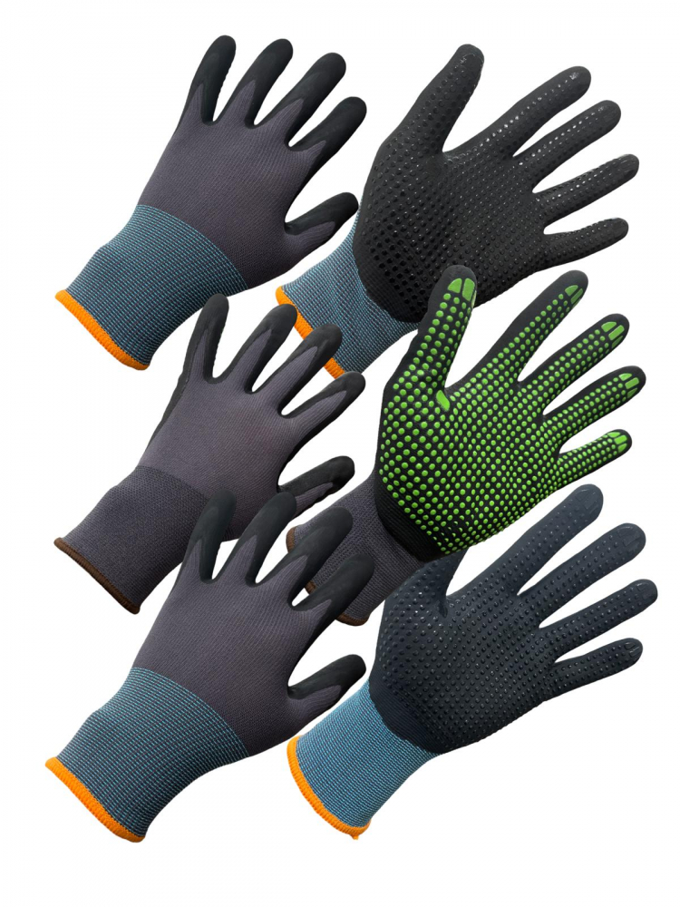 Set 3 perechi manusi protectia muncii premium, cu picouri superaderente, utilizare indelungata, multicolor, marimea 10, AVI-3119 [1]