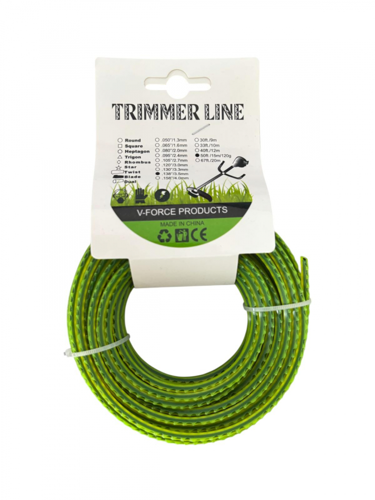 Set 4 role fir 3.0mm, profil blade cu zimti pentru trimmer motocoasa, 15m, verde, cu insertie neagra AVI-4759 [3]