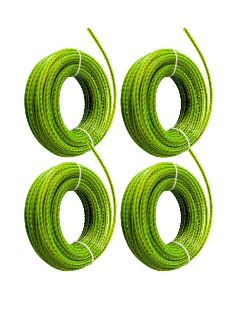 Set 4 role fir 3.5mm, profil blade cu zimti pentru trimmer motocoasa, 15m, verde, cu insertie neagra AVI-4760 [1]