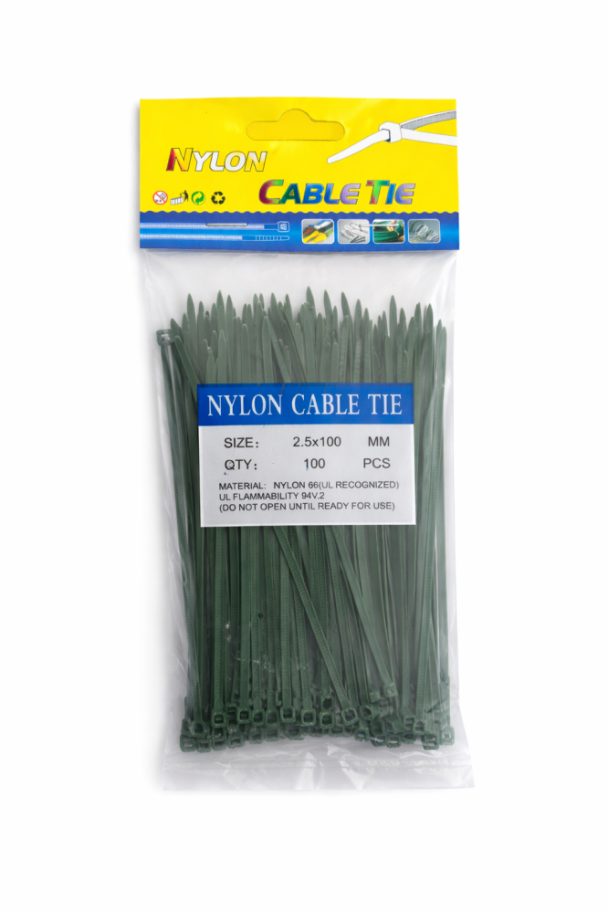 Set coliere plastic, soricei, 2.5 x 100 mm, verzi, 100 buc, AVI-4892 [2]