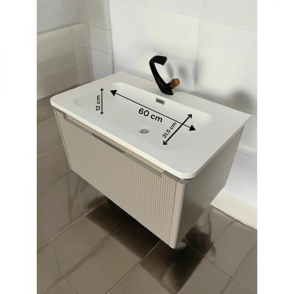 Set mobilier baie suspendat din compozit mineral, corp 80x50x46 cm cu blat 2 cm și lavoar inclus, dulap cu oglindă 80x70x14 cm, AVI-4110 [4]