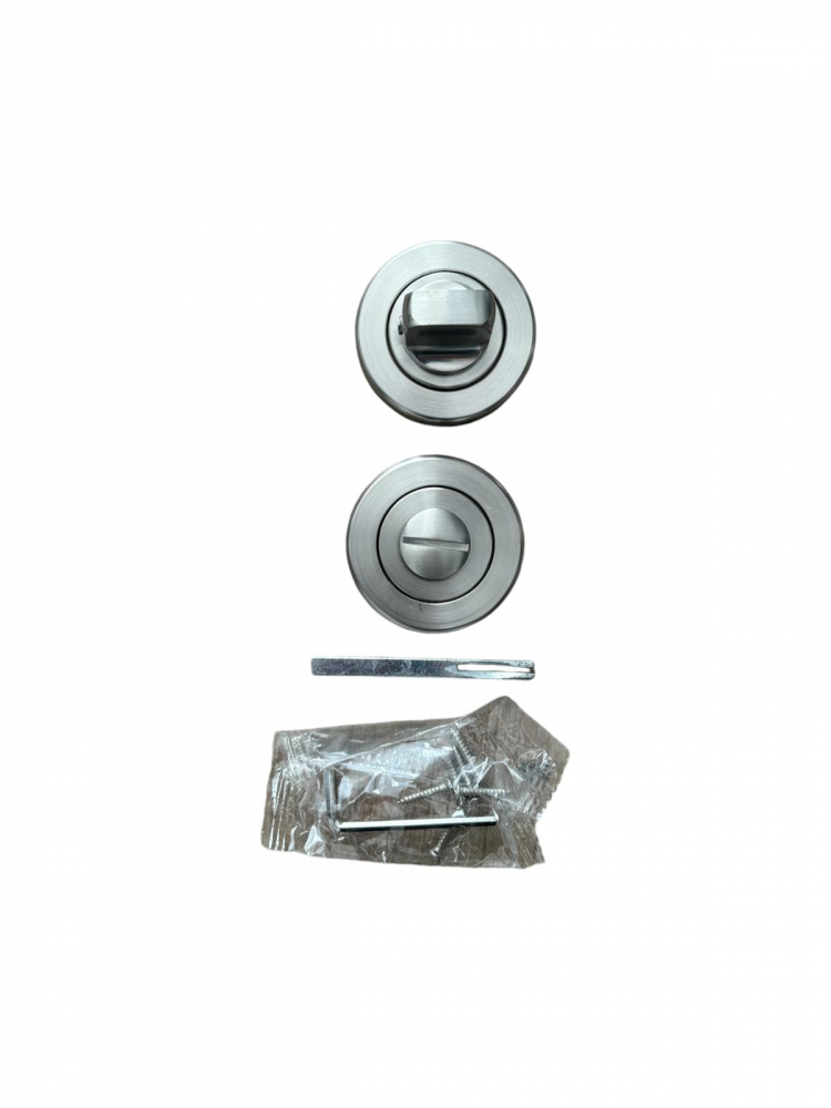 Set rozete inchidere usa baie - wc, diametru 54mm, metalice, argintiu, AVI-4296 [2]
